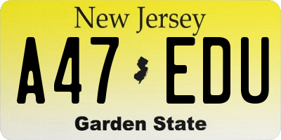NJ license plate A47EDU