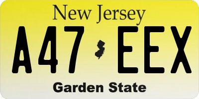 NJ license plate A47EEX