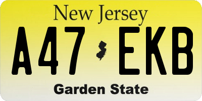 NJ license plate A47EKB