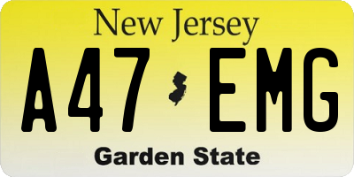 NJ license plate A47EMG