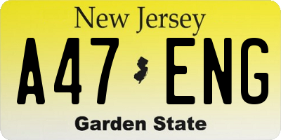 NJ license plate A47ENG
