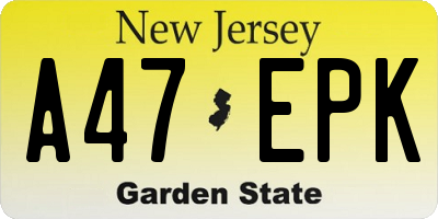 NJ license plate A47EPK