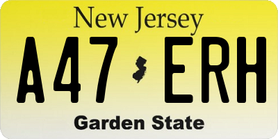 NJ license plate A47ERH