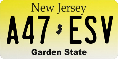 NJ license plate A47ESV