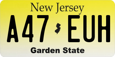NJ license plate A47EUH