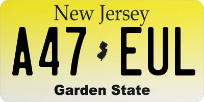 NJ license plate A47EUL