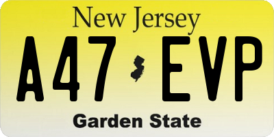 NJ license plate A47EVP