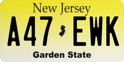 NJ license plate A47EWK