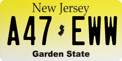 NJ license plate A47EWW