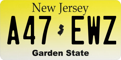 NJ license plate A47EWZ