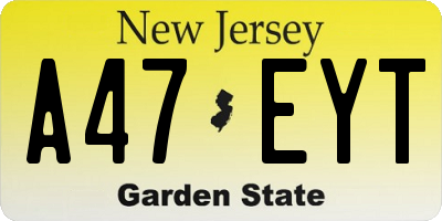 NJ license plate A47EYT