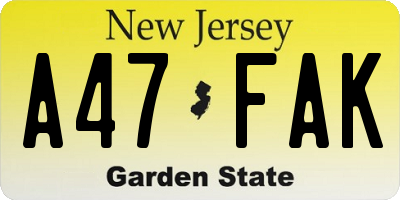 NJ license plate A47FAK
