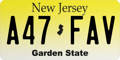 NJ license plate A47FAV