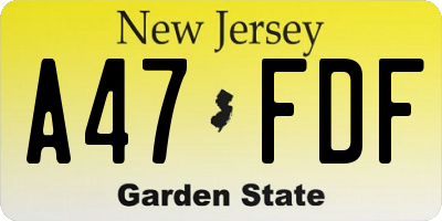 NJ license plate A47FDF