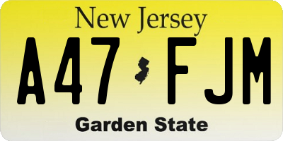 NJ license plate A47FJM
