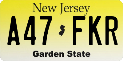 NJ license plate A47FKR