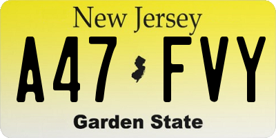 NJ license plate A47FVY