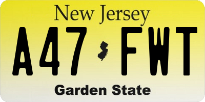 NJ license plate A47FWT