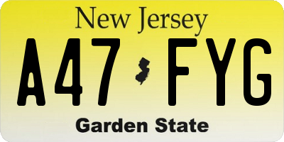 NJ license plate A47FYG