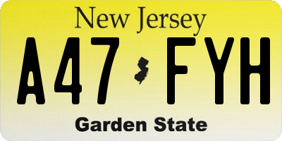 NJ license plate A47FYH