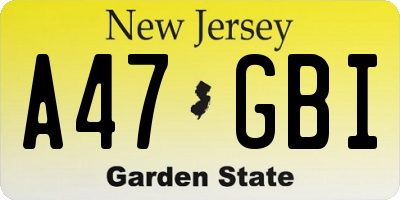 NJ license plate A47GBI
