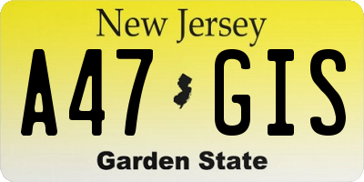 NJ license plate A47GIS