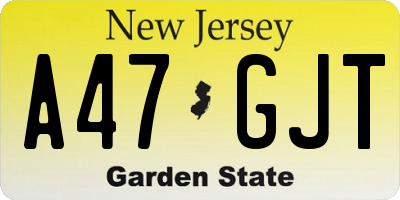 NJ license plate A47GJT