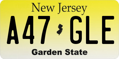 NJ license plate A47GLE