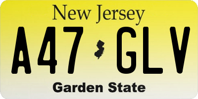 NJ license plate A47GLV