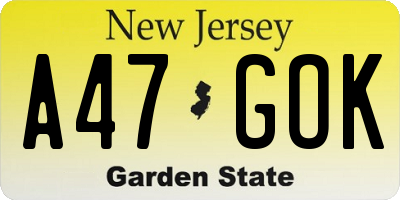 NJ license plate A47GOK