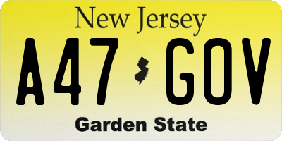 NJ license plate A47GOV