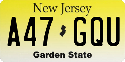 NJ license plate A47GQU