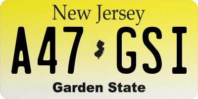 NJ license plate A47GSI