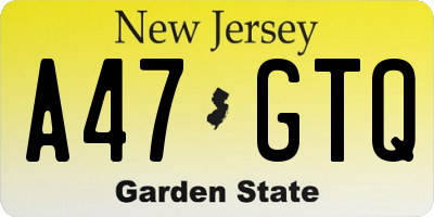 NJ license plate A47GTQ