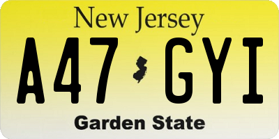 NJ license plate A47GYI