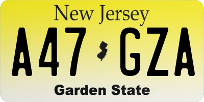 NJ license plate A47GZA
