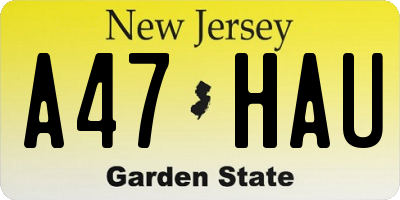NJ license plate A47HAU