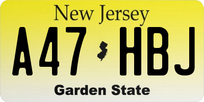 NJ license plate A47HBJ
