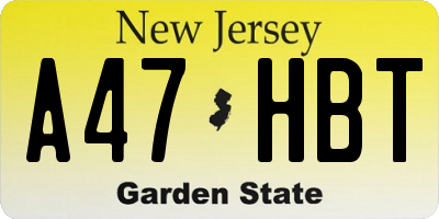 NJ license plate A47HBT
