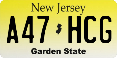 NJ license plate A47HCG