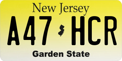 NJ license plate A47HCR