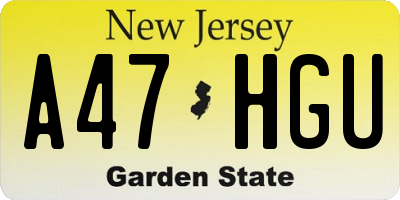 NJ license plate A47HGU