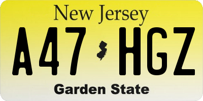 NJ license plate A47HGZ