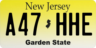 NJ license plate A47HHE