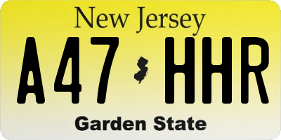 NJ license plate A47HHR