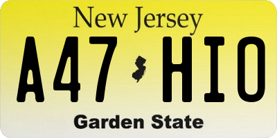 NJ license plate A47HIO