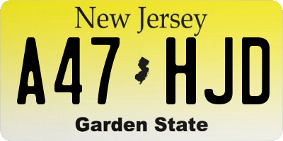 NJ license plate A47HJD
