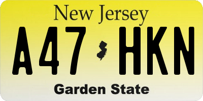 NJ license plate A47HKN