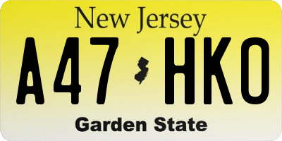 NJ license plate A47HKO