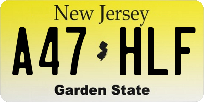 NJ license plate A47HLF